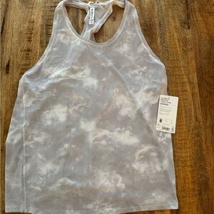 Athleta White gray grey camo racerback ultimate printed train Mesh Tank Top NWT